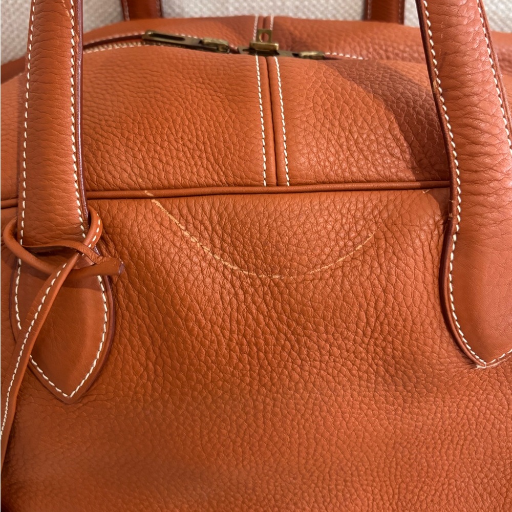 Authentic HERMES Victoria 43 clemence gold brown leather duffle bag unisex - Picture 10 of 16